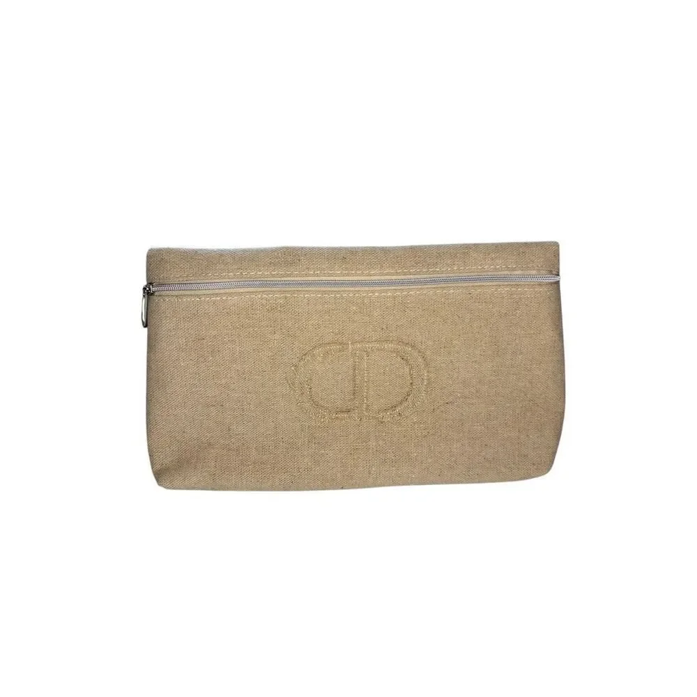 Christian Dior logo makeup pouch - linen/cotton